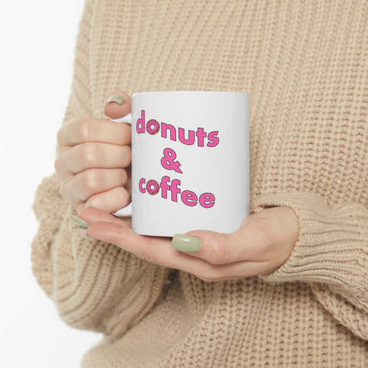 Donuts & Coffee Mug - Pink text