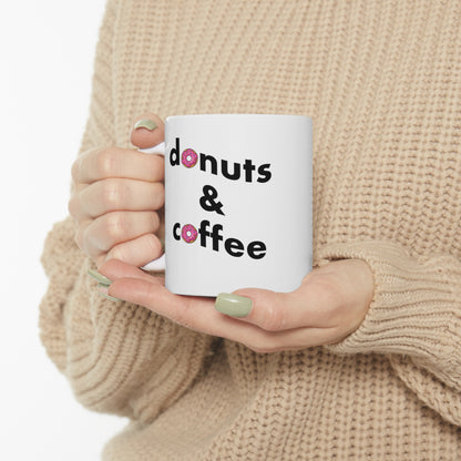 Donuts & Coffee Mug - Black text