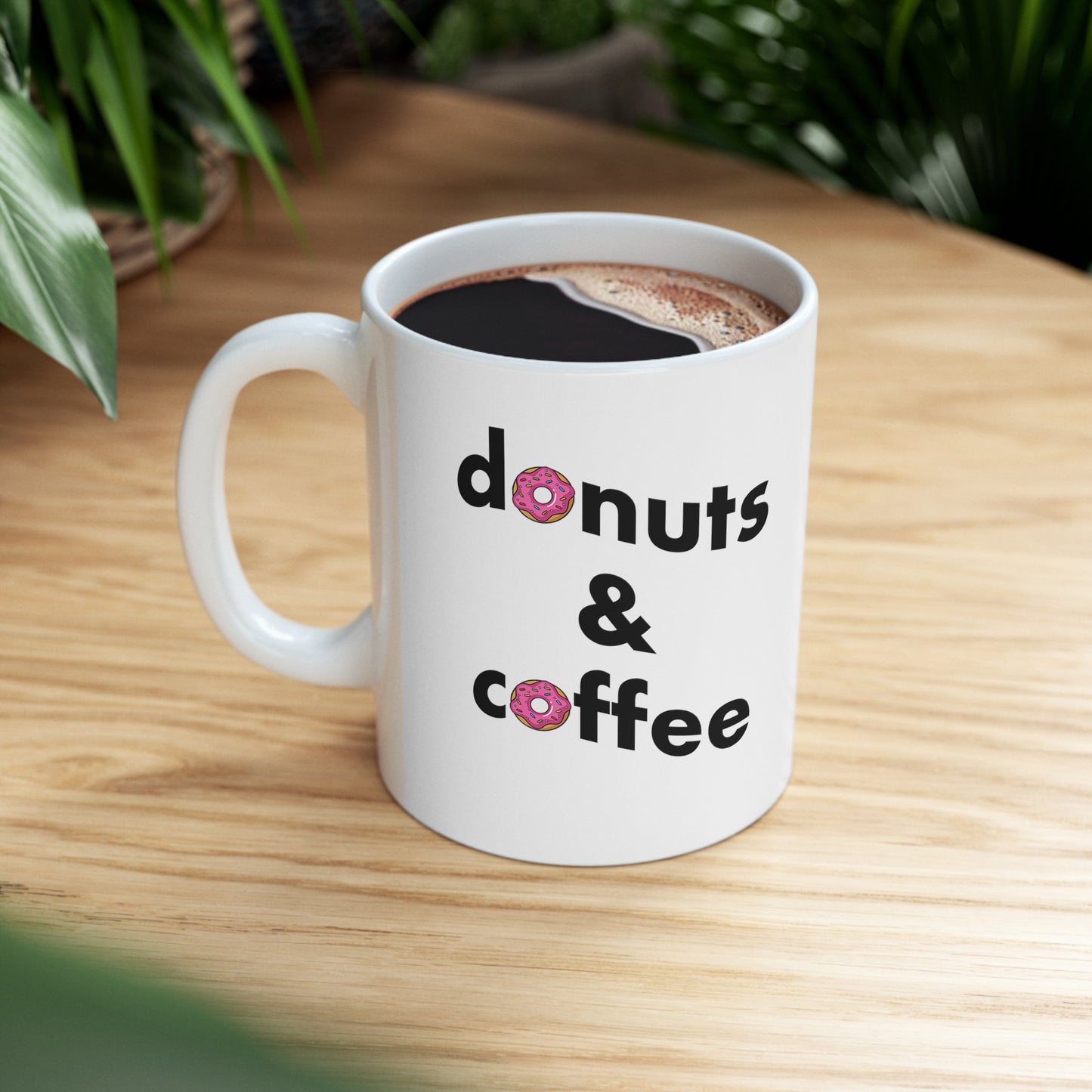 Donuts & Coffee Mug - Black text